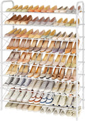 Hoctieon 8 Tier Shoe Rack for Closet, Durable Mesh Style Shoe Rack, Entryway Shoe Shelf, Shoe Storage Organizer for Hallway, Bedroom, Living Room, Wardrobe, White