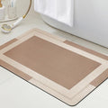 ACCUMTEK Ultra Thin Bath Mat, Upgrade Backing Non Slip Thin Bath Mats Fit Under Door, Quick Dry Ultra Absorbent Bathroom Rugs, Machine Washable Bath Rugs for Bathroom, Bathtub, Taupe/Bordered/24 x17