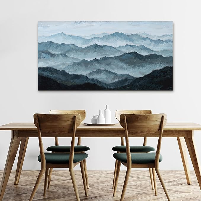 YISXINOAG Landscape Canvas Wall Art Modern Abstract Wall Art Canvas Art Wall Decor Grey Green Mountain Modern Home Artwork on Bedroom, Dining Room Abstract Wall Decor Ready to Hang Size 24"X48"
