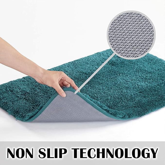 Suchtale Large Bathroom Rug Extra Soft and Absorbent Shaggy Bath Mat Machine Washable Microfiber Bathroom Non Slip Mat for Bath Floor Mats - Rubber Back (24 x 60 Teal)