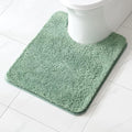 MIULEE Microfiber Toilet Bath Mat U-Shaped Contour Shaggy Bathroom Rugs Non Slip Extra Thick Soft Bath Rug Absorbent Water for Bathroom Commode Machine Washable(20x24 Inch, Sage Green)