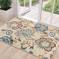 Beeiva Floral Washable 3x5 Area Rugs, Paisley Non Slip Rugs for Bedroom, Throw Ultra Thin Beige Carpet Entryway Carpets with Rubber Backing for Bathroom Kitchen Office