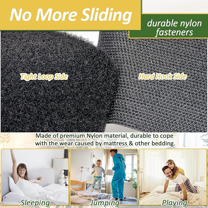 TEUVO 11cm(4.3") X 6M(19.7FT) Non Slip Couch Cushion Grips Holders Mattress Pads Strips Keep Mattress Bed Sheet Sofa Couch Cushion from Sliding Self Adhesive Hook and Loop Tape for Mattress Furniture