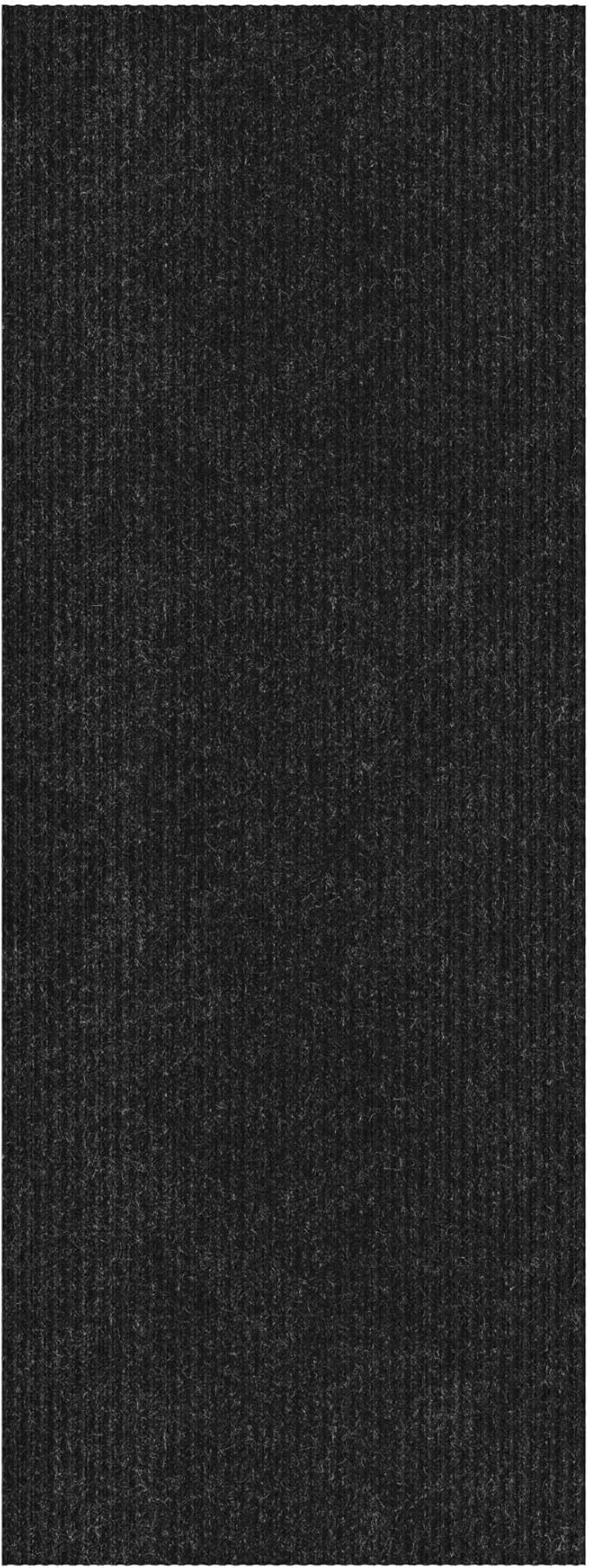Ottomanson 2' x 41' Hallway Runner with Scraper Pile Extra Durable Non-Slip Rug Mat for Indoor & Outdoor Use - Ideal for Kitchen, Entryway, Patio & Garage - High-Traffic Carpet, Black