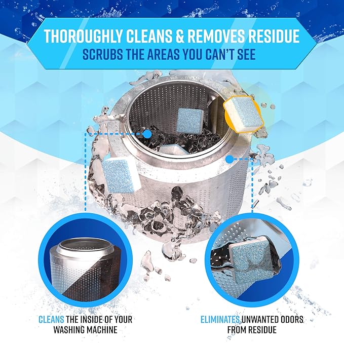 ACTIVE Washing Machine And Dishwasher Cleaning Tablets Bundle - Includes 12 Month Supply Dishwasher Cleaner Deodorizer & Washing Machine Descaler Deep Cleaning Tablets - 48 Tablet Set