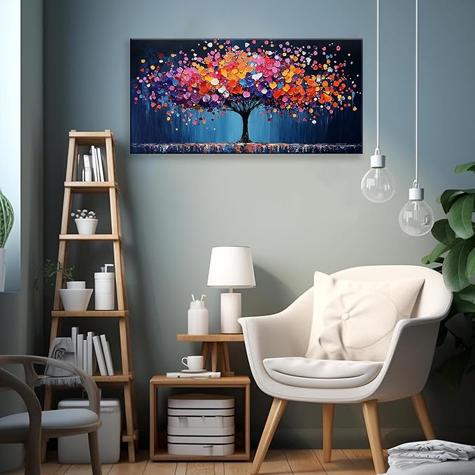 Suconvng Canvas Art Wall Decor Modern Minimalist Gallery Painting Abstract Tree Paintings Colorful Tree Of Life Wall Art Prints Floral Wall Art Pictures For Bedroom Kitchen Office Artwork 20" × 40"
