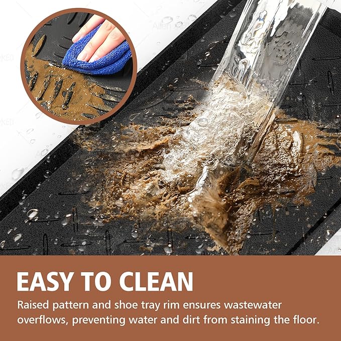 Extra Large Heavy Duty Boot Natural Rubber Shoe Mat for Entryway with Shoes Brush Large Boot Mat Multi-Purpose for Indoor or Outdoor, 16.1x 47.6 Inches 1