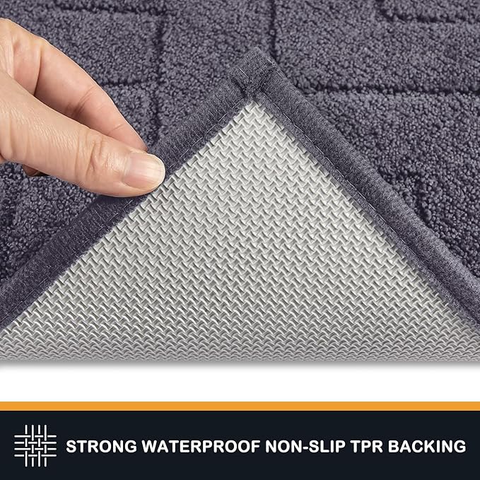 PURRUGS Dirt Trapping Door Mat 32" x 70", Non-Slip Machine Washable Entry Rug, Shoe Scraper, Dog Doormat, Super Absorbent Welcome Mat for Front & Back Door, Muddy Wet Shoes & Paws, Grey