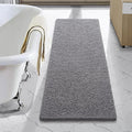 LOCHAS Luxury Bathroom Rug Shaggy Bath Mat 48 x 17 Inch, Washable Non Slip Bath Rugs for Bathroom Shower, Soft Plush Chenille Absorbent Carpets Mats, Gray