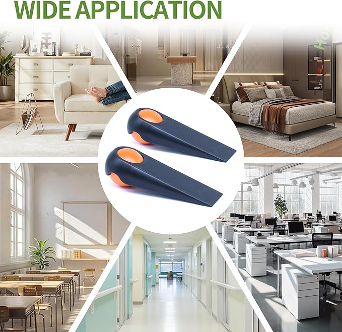 Door Stoppers for Bottom of Door, Rubber Door Stopper Wedges, Door Holders for All Types of Surfaces, 4 Pack Magic Ball Door Stops, 3.9 inch, Black and Orange