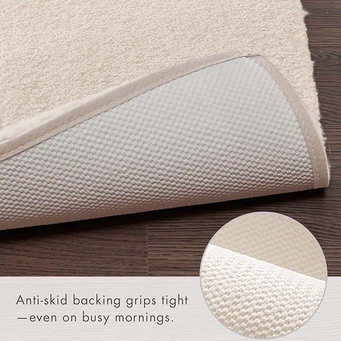 Madison Park Marshmallow Bathroom Rug Non Slip, Luxrurious Plush Bath Mat, Absorbent, Quick Dry, Spa Design Bath Room Décor, 24x40, Natural
