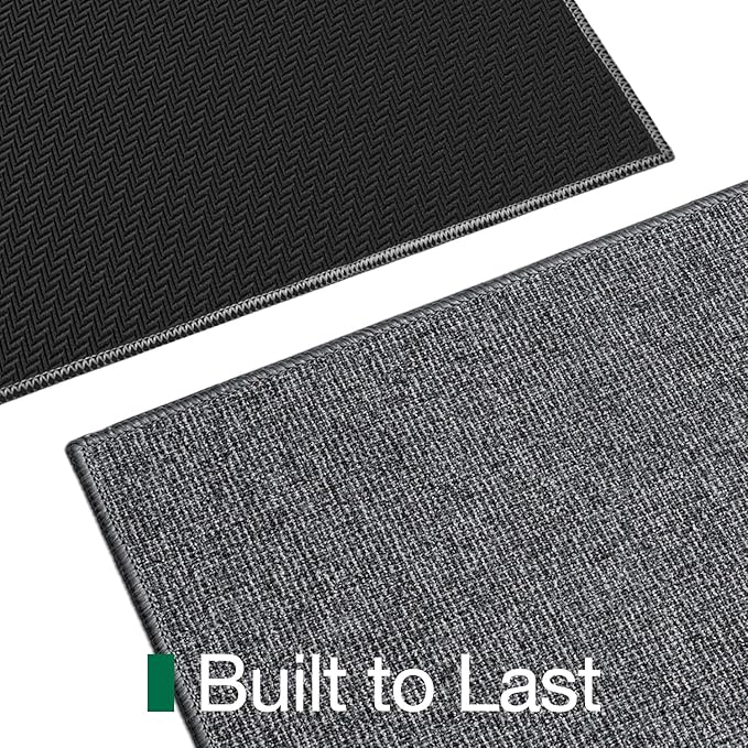 LUMI Indoor Door Mat 24"x36", Ultra Thin Low Profile Non-Slip Doormat for Home Entrance, Absorbent & Stain-Resistant Welcome Mats, Washable Entryway Mat for Front Door, Patio, Porch, Grey