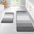 OLANLY Bathroom Rug Set 2 Piece, Soft Absorbent Microfiber Bath Rug Set, Non-Slip, Machine Wash Dry, Plush Shaggy Bath Mats for Bathroom (47"x20"+24"x16", Grey)
