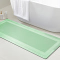 Ultra Thin Bath Mat, Upgrade Backing Non Slip Thin Bath Mats Fit Under Door, Quick Dry Ultra Absorbent Bathroom Rugs, Machine Washable Bath Rugs for Bathroom, Bathtub, Sage Green/Bordered/48"x20"