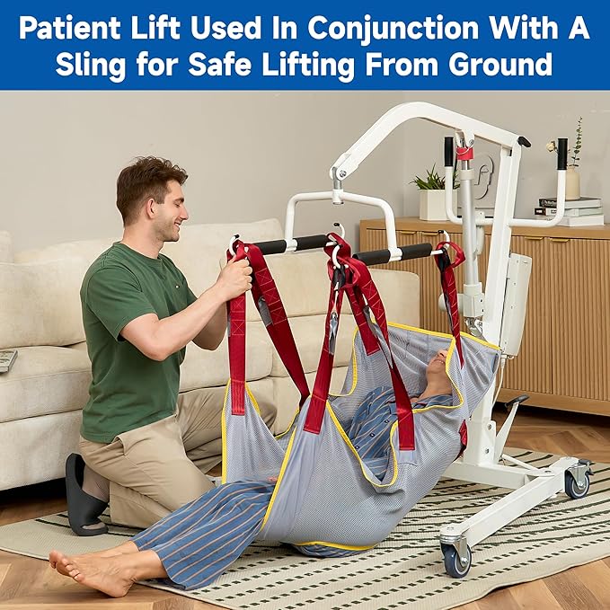 Electric Patient Lift, Medical Transfer Lift with Sling for Seniors, Sit to Stand Lift for Elderly, for Home and Hospital Use Seniors Easy-Assembly, Battery-Powered, 500lb Weight Capacity