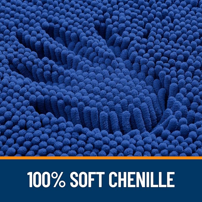 OLANLY Bathroom Rugs 70x24, Extra Soft Absorbent Chenille Bath Rugs, Rubber Backing Quick Dry, Machine Washable Bath Mats for Bathroom Floor, Tub and Shower, Home Decor Accessories, Royal Blue