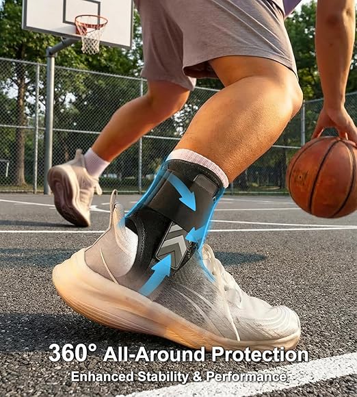 Quick Lace Ankle Brace with Custom Moldable Side Stabilizer Pads, Slim-Fit Adjustable Ankle Support for Men & Women, Ankle Stabilizer for Sprains, Injury Recovery, Running & Sports, M