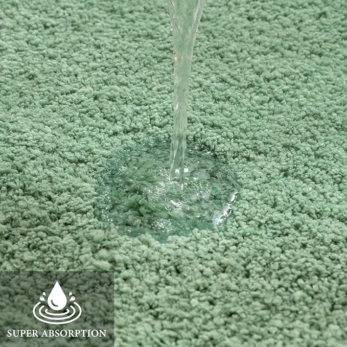 MIULEE Extra Thick Non Slip Bathroom Rug Shaggy Soft Bath Mat Plush Microfiber Absorbent Water for Shower Tub Machine Washable (Sage Green, 20x30 Inches)