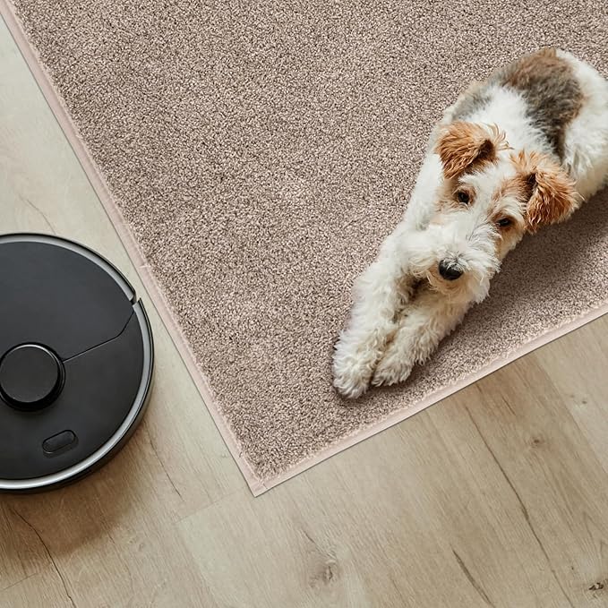 PURRUGS Easy Care Area Rug 4.5ft x 7ft, Non-Slip Washable Entryway Rug, Dog Door Mat, Stain Resistant Accent Rug for Hallway, Living Room, Bedroom and Mudroom, Taupe