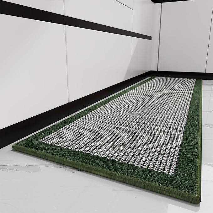 PADOOR Kitchen Mats for Floor, Kitchen Rugs Non Slip Washable, Rubber Backed Kitchen Runner Super Absorbent Long Kitchen Floor Mat Sink Rug, 20"x70" Green