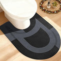 ACCUMTEK Toilet Rugs, Ultra Thin Absorbent Contour Bathroom Rugs for Toilet, Dry Quickly, Machine Washable, Upgrade Backing Non-Slip Bath Mat, Black/Bordered/U-Shaped 24"x20"