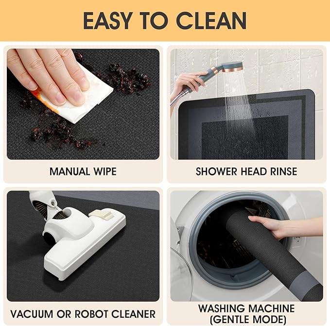 ACCUMTEK Toilet Rugs, Ultra Thin Absorbent Contour Bathroom Rugs for Toilet, Dry Quickly, Machine Washable, Upgrade Backing Non-Slip Bath Mat, Black/Bordered/U-Shaped 24"x20"