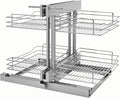 Rev-A-Shelf Dual Tier Pullout Shelf Storage Organizer for Blind Corner Kitchen or Bathroom Cabinets,15", 4 Shelves, Silver, 5PSP-15-CR