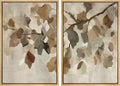 MUDECOR Framed Canvas Print Wall Art Set Abstract Leaf Branch Minimalist Nature-Inspired Beige and Brown Calm/Zen for Living Room, Bedroom, Office - 24"x36"x2 Natural