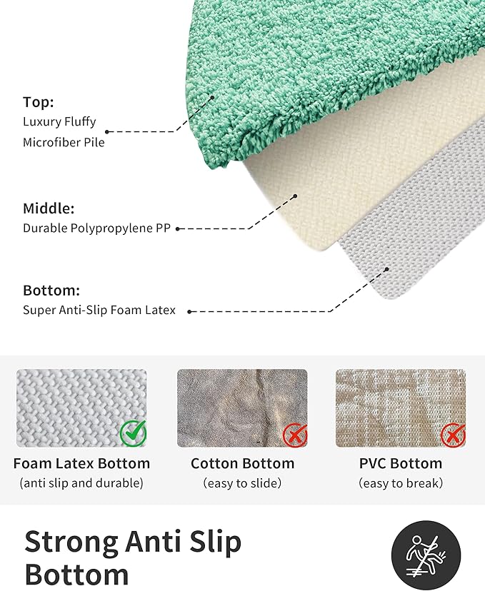 ILANGO Spa Blue Bathroom Rugs 60" × 24" Non Slip & Super Absorbent Thick Soft, Washable Bath Carpet Runner for Floor, Microfiber Plush Shaggy Bath Mats with Rubber for Bedroom Bathtub Shower Room