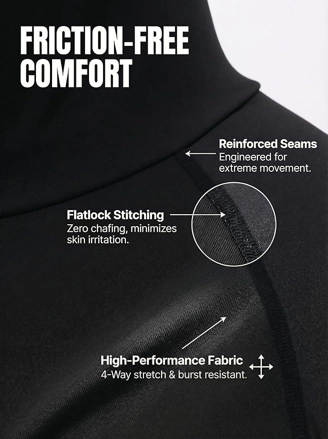 3-Pack Men's Compression Hoodie with Mask - Long Sleeve Winter Base Layer & Running Shirt - Sun Protection Fishing Gear