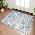 Modern Abstract Entryway Rug Indoor 2x3 Washable Rug Non-Slip Soft Small Area Rug Blue White Kitchen Mats Thin Print Faux Wool Floor Carpet Throw Rugs for Entrance Bedroom Office Home Decor