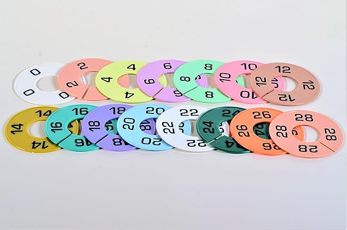 Sets of Women's Clothing Round Rack Size Dividers (Sizes 0-28 Even) and Quantities Available … (45, Multi-Color)