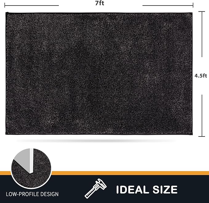 PURRUGS Easy Care Area Rug 4.5ft x 7ft, Non-Slip Washable Entryway Rug, Dog Door Mat, Stain Resistant Accent Rug for Hallway, Living Room, Bedroom and Mudroom, Charcoal