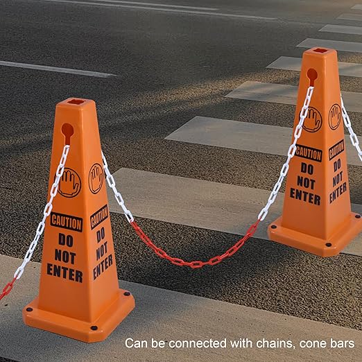 OrangeStar 8-Pack Do Not Enter Traffic Cones, Orange Four Sided No Entry Message Safety Cones with Heavy Rubber Base for Indoor/Outdoor Use