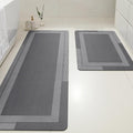 Ultra Thin Bath Mat, Upgrade Backing Non Slip Thin Bath Mats Fit Under Door, Quick Dry Ultra Absorbent Bathroom Rugs, Machine Washable Bath Rugs for Bathroom, Bathtub, Grey/Bordered/24"x17"+48"x20"