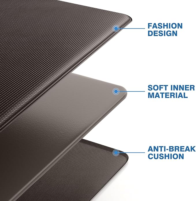 StepRite Kitchen Mats, 2PCS Kitchen Rugs, Cushioned Anti Fatigue Kitchen Mats for Floor, Non-Slip Standing Desk Mat, Waterproof Kitchen Rug Set for Kitchen, Floor, Office,17.3"x30"+17.3"x47",Chocolate