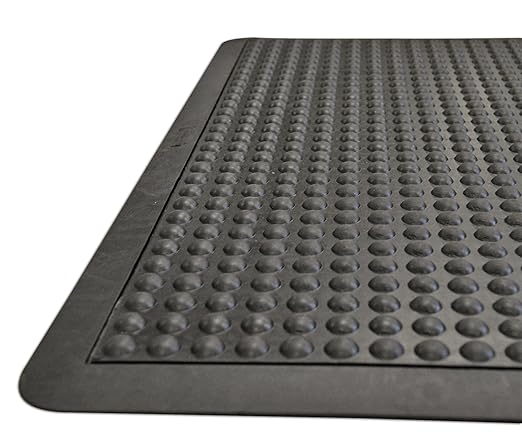 Rubber-Cal 03_184_ZWBK Bubble Top Anti-Fatigue Rubber Floor Mat, 5/8" x 2' x 3', Black Borders
