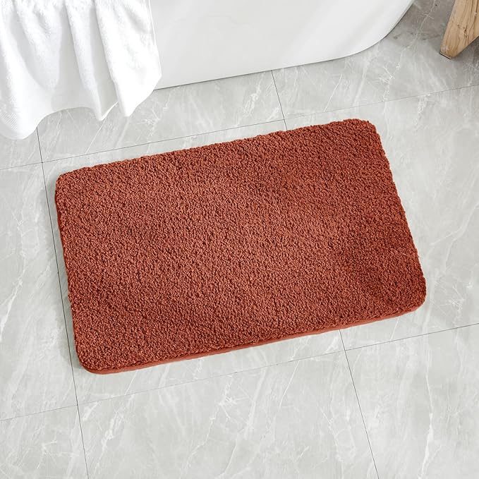 MIULEE Rust Bathroom Rugs Non Slip Bath Mat 24'' x 48'' Shaggy Soft Bath Rug Plush Microfiber Absorbent Water for Shower Tub Machine Washable (24x48 Inches)