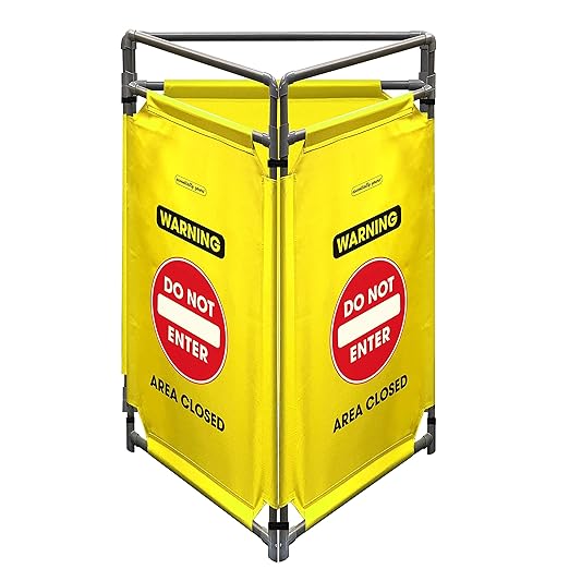 Essentially Yours "Do Not Enter Foldable Safety Barricade | High Visibility Yellow 3 Foot Portable Safety Barrier with Heavy Duty PVC Frame