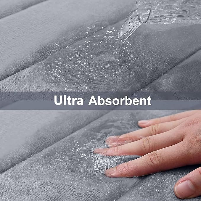 Buganda Memory Foam Bath Mat, 55" x 24", Ultra Soft and Non-Slip Bathroom Rugs, Water Absorbent and Machine Washable Bath Rug Runner for Bathroom, Shower, and Tub, Medium Grey