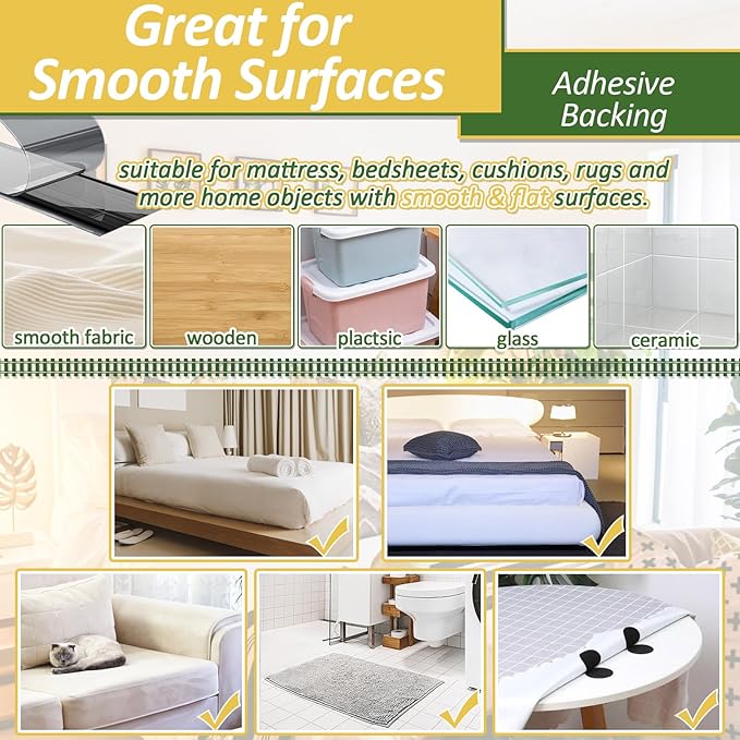 TEUVO 11cm(4.3") X 6M(19.7FT) Non Slip Couch Cushion Grips Holders Mattress Pads Strips Keep Mattress Bed Sheet Sofa Couch Cushion from Sliding Self Adhesive Hook and Loop Tape for Mattress Furniture