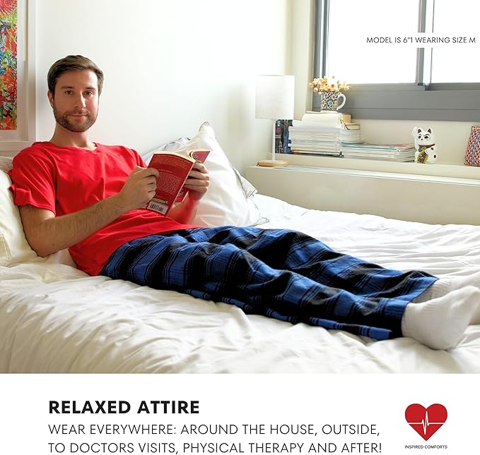 Inspired Comforts Unisex Tearaway Post Surgery Recovery Pajama Pants with Side Snaps & Pockets