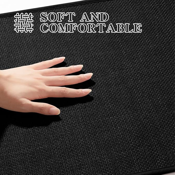 chakme Bathroom Rugs Mat 59x25, Ultra Thin Non Slip Bath Mat Large Quick Dry Absorbent Bath Mat for Bathroom Floor, (Black, 59"x25")