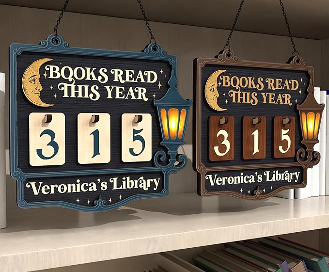 Personalized Book Tracker Sign, Custom Books Read This Year Counter with Name, Reading Tracker Frame Up to 999 Books, Book Lover Gift for Readers, Librarians, Writers, Home Library Bookshelf Decor