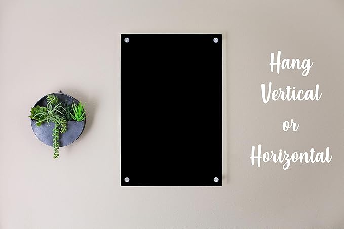 Acrylic Dry Erase Board for Wall with Stylish Border - Shipped Next Day, Made in USA, Non-Magnetic Whiteboard, Wall Mounted Board, Easy to Clean (Black - 24x30)