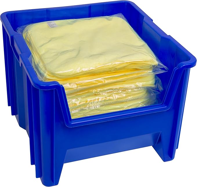 Akro-Mils 13018 Stak-N-Store Heavy Duty Stackable Open Front Plastic Storage Container Bin, (17-1/2-Inch x 16-1/2-Inch x 12-1/2-Inch), Blue, (2-Pack)
