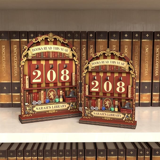 Personalized Magic Book Tracker, Witchy Books Read This Year Counter Sign, Whimsical Bookshelf Decor, Fantasy Home Library Accessories, Custom Christmas Bookish Gifts for Women, Book Lovers, Readers