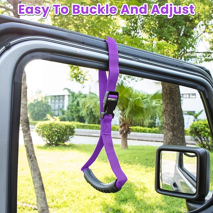 E-cowlboy Auto Cane Grab Handle Adjustable Standing Aid Safety Support Bar Nylon Grip Mobility Assist Device (Purple)