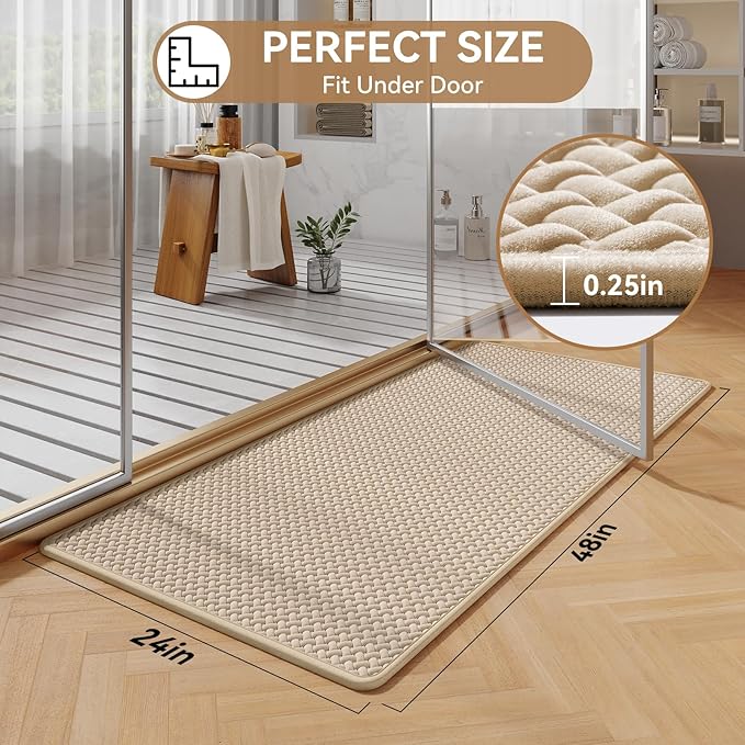 Bathroom Rugs Non Slip, Extra Soft Absorbent Quick Dry Bath Mats, Foam Weave Texture Thin Bath Rugs Washable with Rubber Backing, 24" x 48“