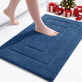 Buganda Bathroom Rugs, 24" x 16", Soft and Absorbent Microfiber Bath Rugs, Non-Slip Shaggy Shower Carpet, Machine Wash Dry Bath Mats for Bathroom Floor, Tub and Shower, Navy